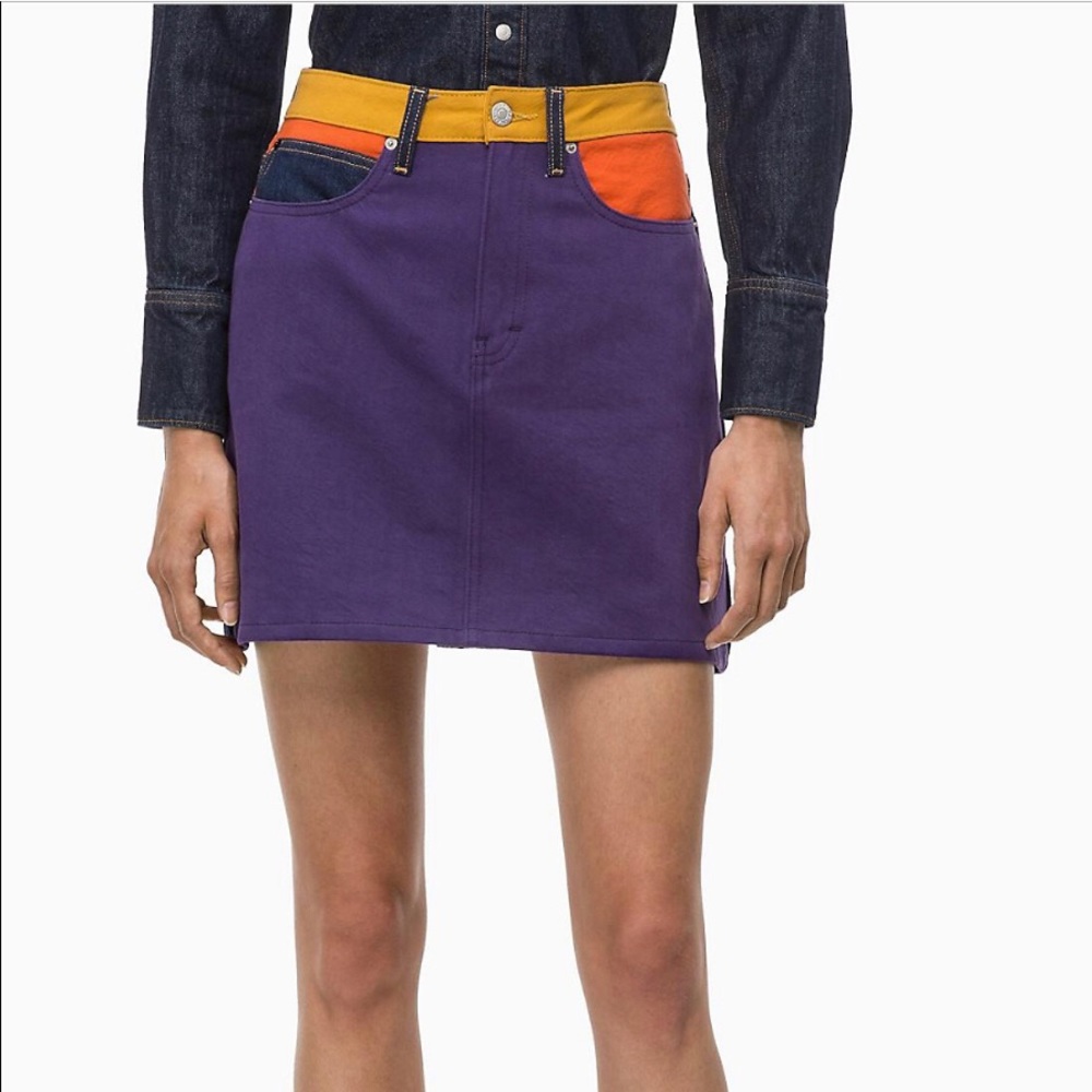 Calvin Klein Patchwork High Rise Mini Skirt